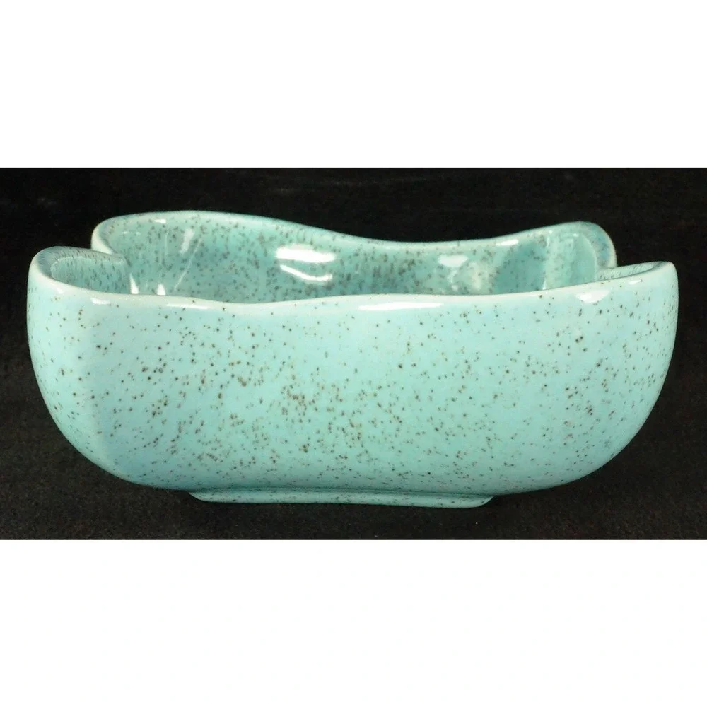 Red‎ Wing Candle Holder B1411 Turquoise Speckled MCM Freeform Excellent